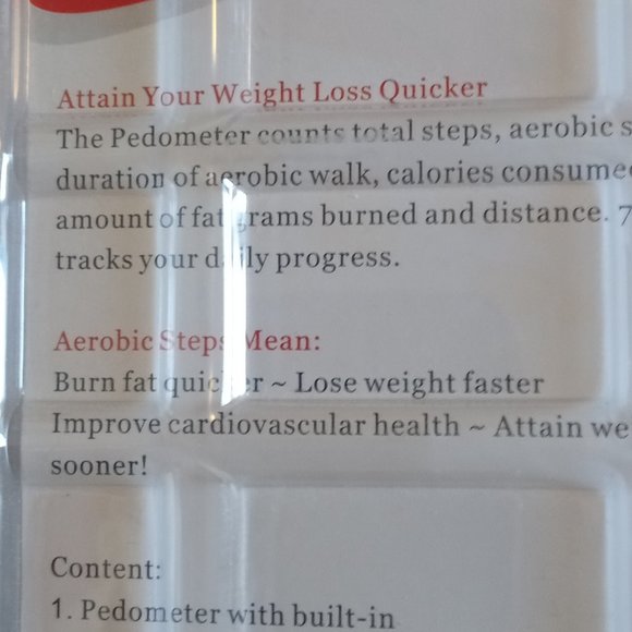 New Pedometer W/Auto Scan Tuner FM Radio, Ultra Sensitive Headset Red & Silver - Picture 2 of 5